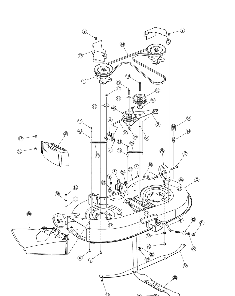 Deck Assembly 42 Inch Diagram and Parts List for 13AN772G729 2007 Yard Machines Lawn Tractor